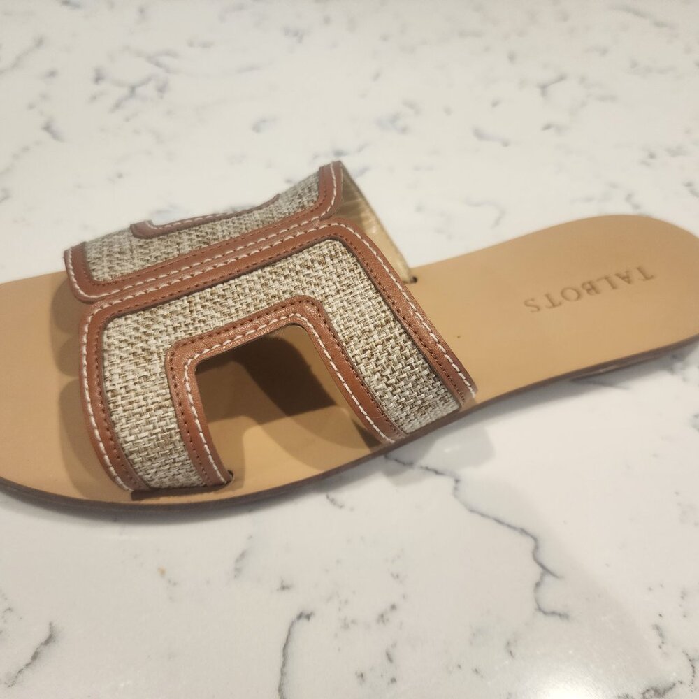 Talbots Tan and Natural Woven Slide Sandals - Picture 2 of 5